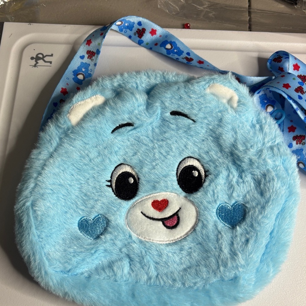 Adorable Blue Care Bear plush girls purse/crossbody